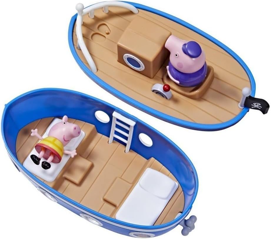Peppa Pig Peppa’s Adventures Grandpa Pig’s Cabin Boat Vehicle Preschool Toy: 1 Figure, Removable Deck, Rolling Wheels, for Ages 3 and Up 24Hr Smart